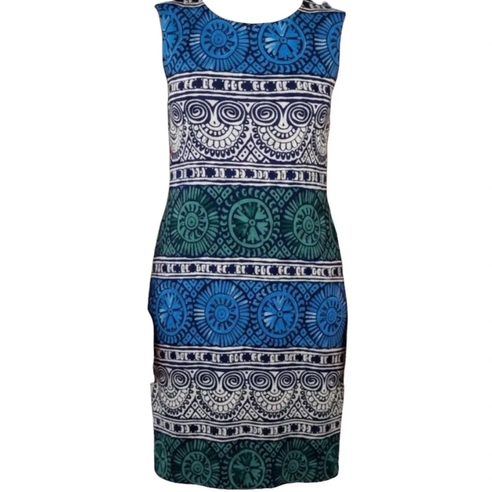 Tory Burch blue sleeveless shift silk dress